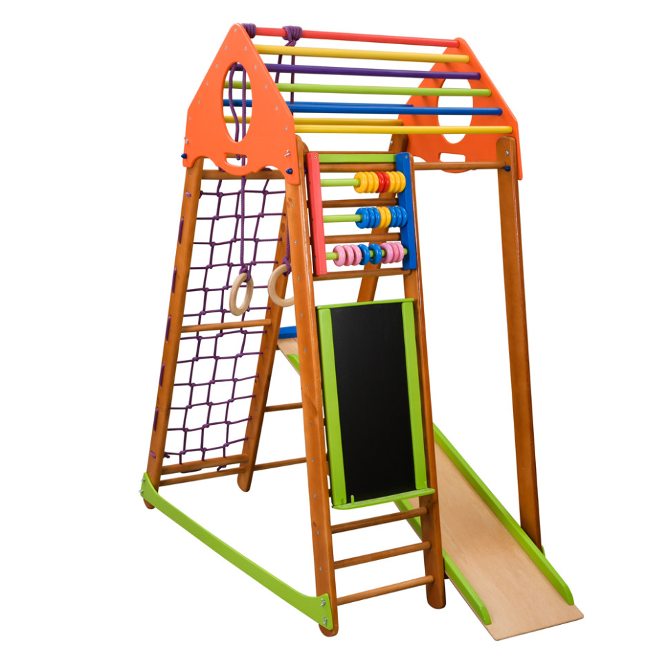 Дитячий спортивний комплекс SportBaby BambinoWood Plus з кольоровими рахунками