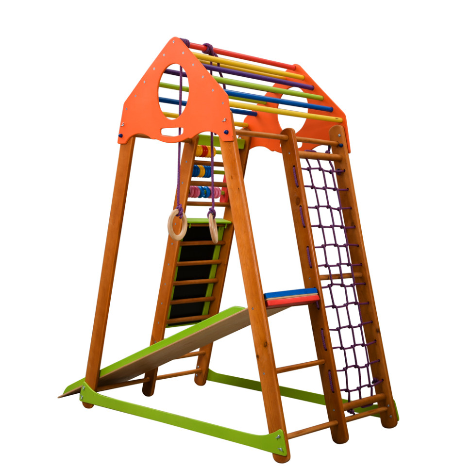 Дитячий спортивний комплекс SportBaby BambinoWood Plus з кольоровими рахунками