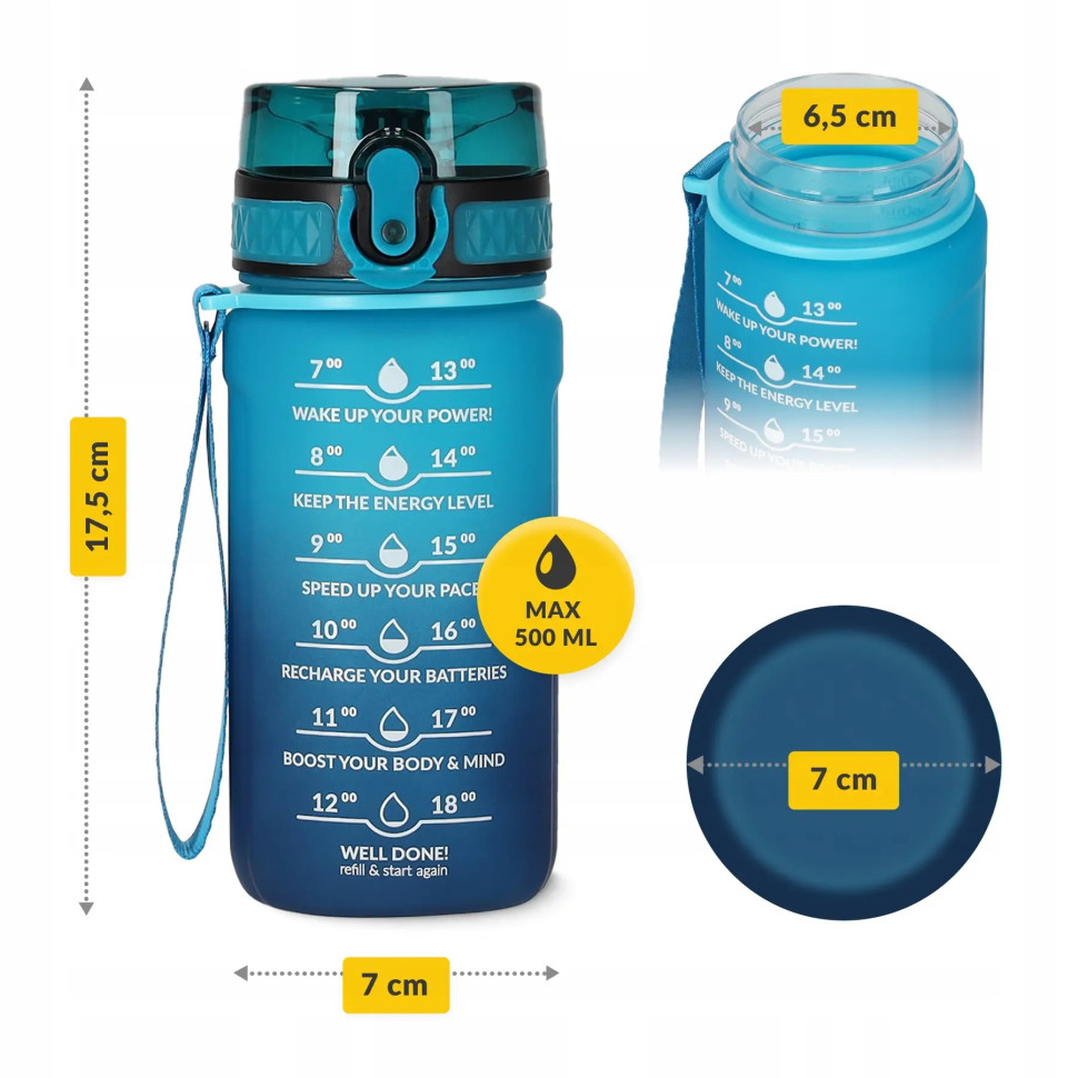 Спортивная бутылка для воды 4FIZJO 4FJ0629 Sky Blue/Blue 500 мл