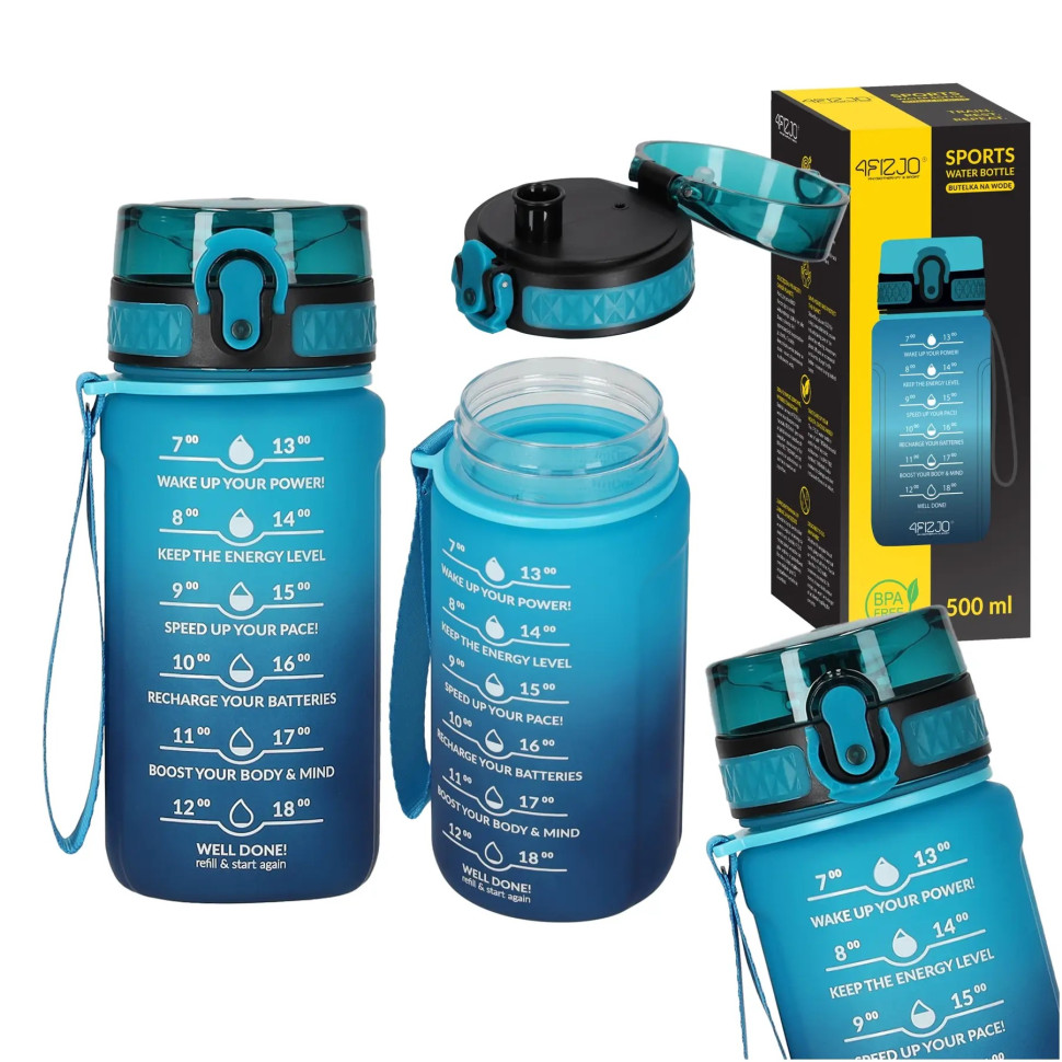 Спортивная бутылка для воды 4FIZJO 4FJ0629 Sky Blue/Blue 500 мл