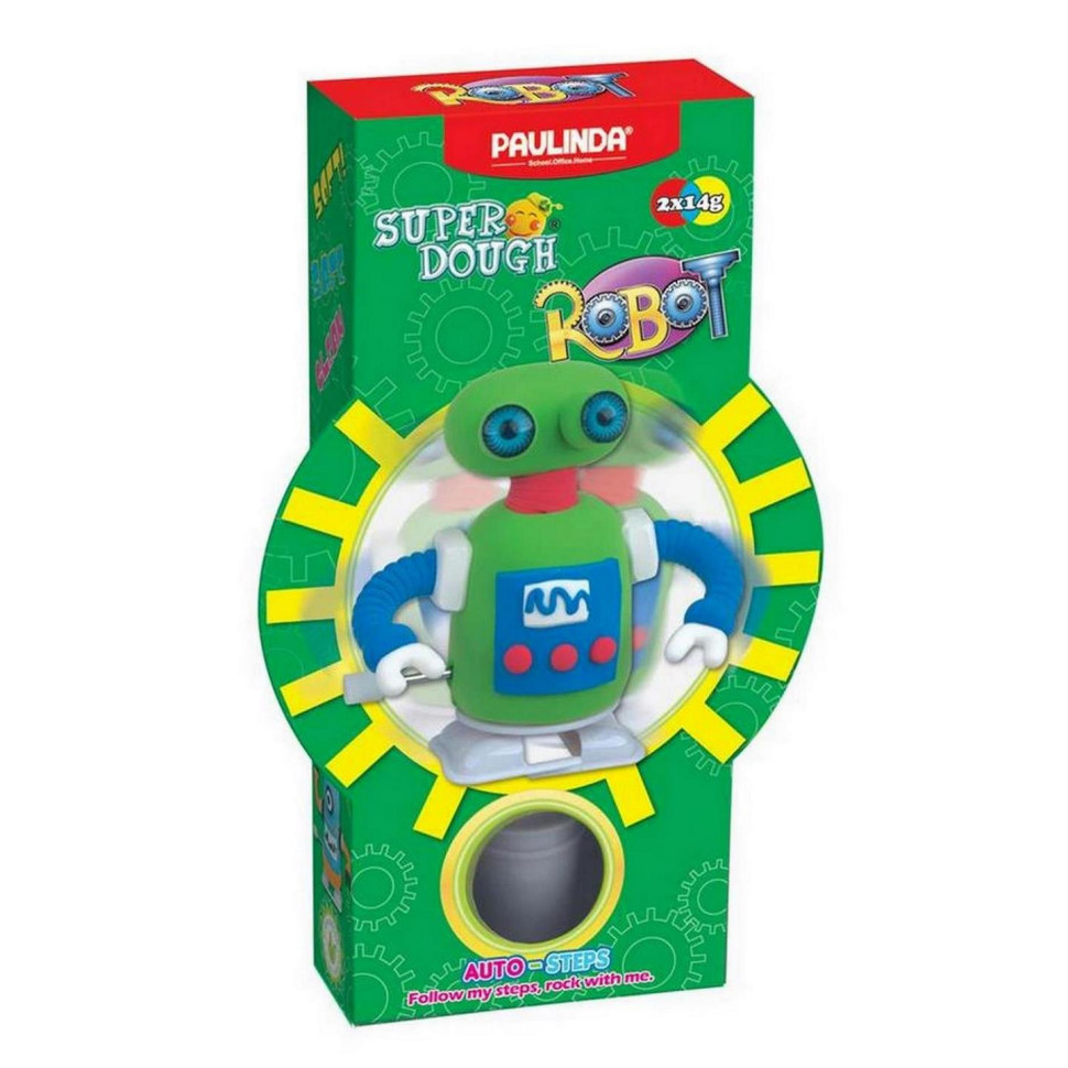 Масса для лепки Paulinda Super Dough Robot заводной механизм (шагает), зеленый PL-081178-5