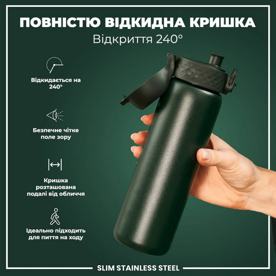 Пляшка для води металева Stainless Steel ION8 I8SS600DGRE 600 мл, Dark Green