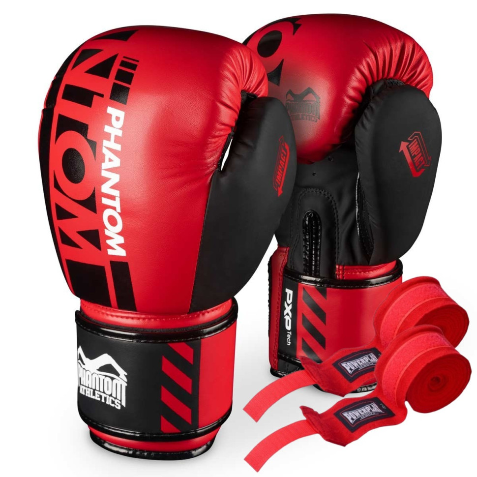 Боксерские перчатки APEX Phantom PHBG2729-14 Red 14 унций (Бинты в подарок)