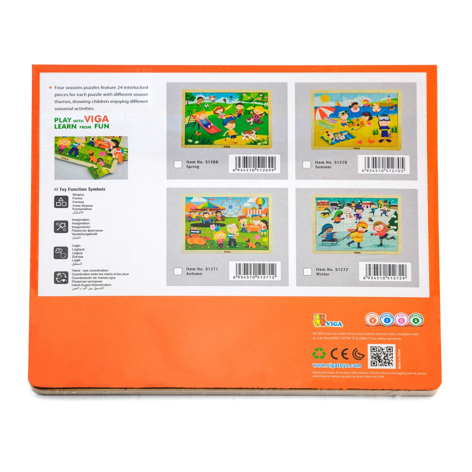 Дерев'яний пазл Весна Viga Toys 51269, 24 елементи