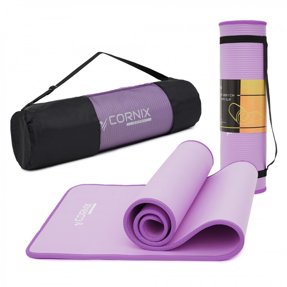 Килимок спортивний для йоги та фітнесу Cornix XR-0093, 183 x 61 x 1 см, Purple/Purple