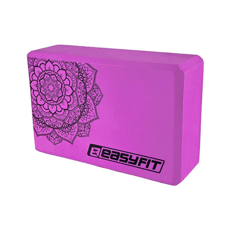 Блок для йоги с рисунком EasyFit EF-1819-V, EVA, фиолетовый