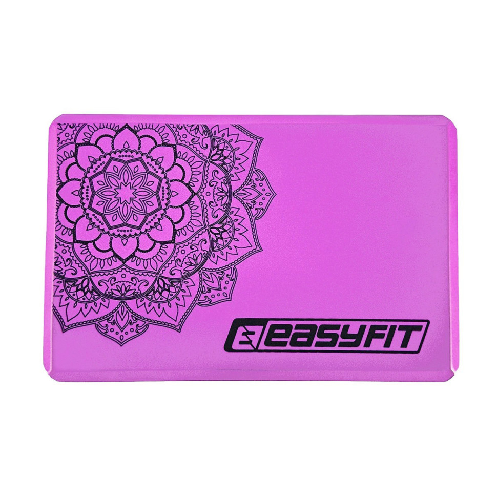 Блок для йоги с рисунком EasyFit EF-1819-V, EVA, фиолетовый
