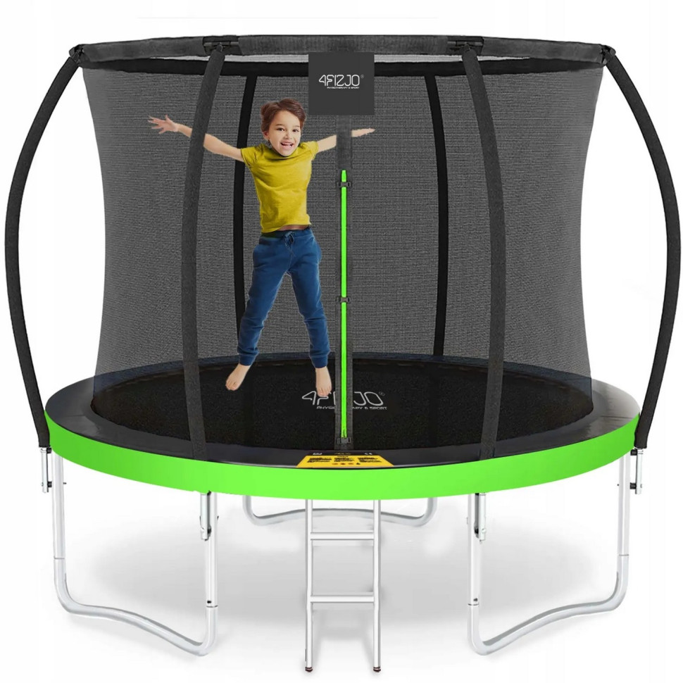 Батут із внутрішньою сіткою Premium 4FIZJO 4FJ0364, 8FT 252 см, Black/Green