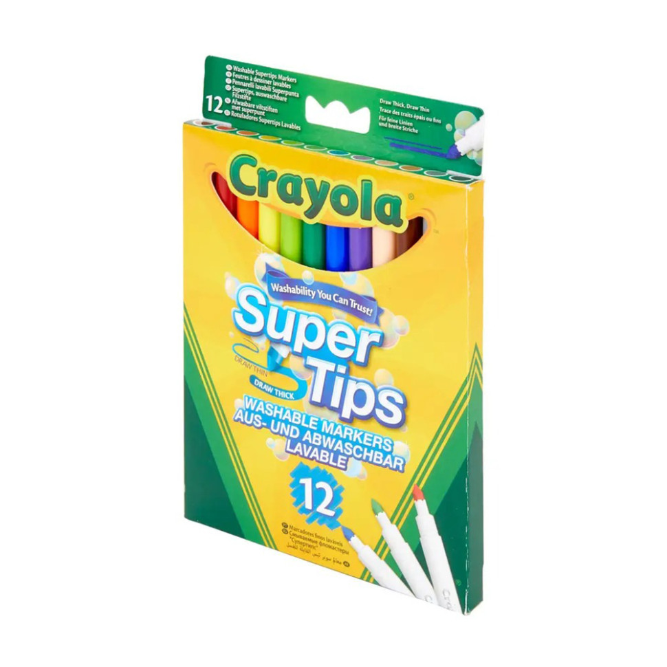 Набор фломастеров Supertips Crayola 7509 washable, 12 шт