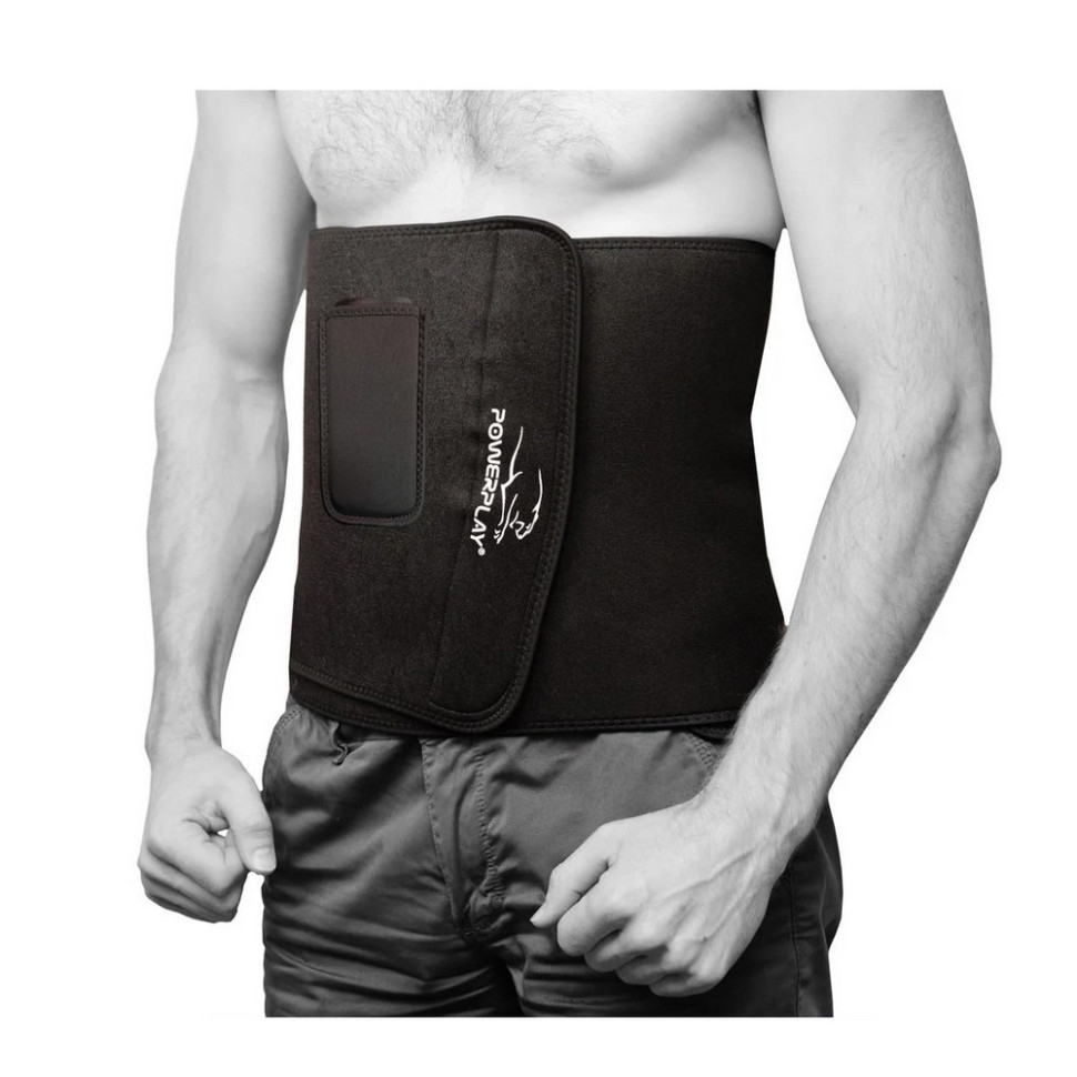 Пояс для похудения PowerPlay PP_4301_Black_125_Pocket, карман для смартфона