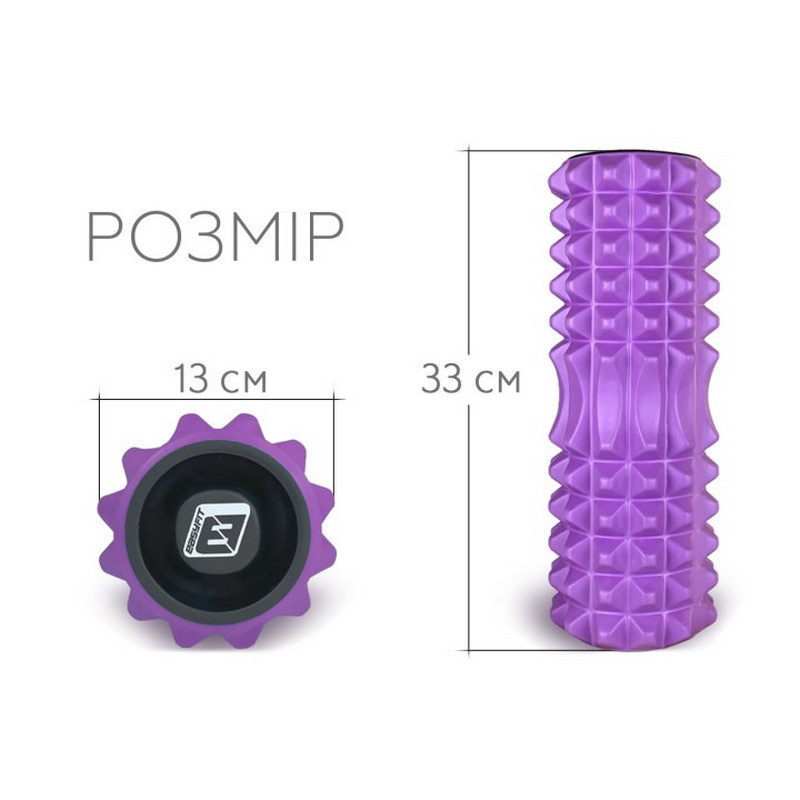 Масажний ролик Grid Rolle 1.2 EasyFitr EF-2022a-V 33 см, із заглушками з двох сторін, фіолетовий