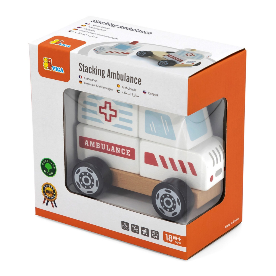 Деревянная машинка Скорая помощь Viga Toys 50204 пирамидка