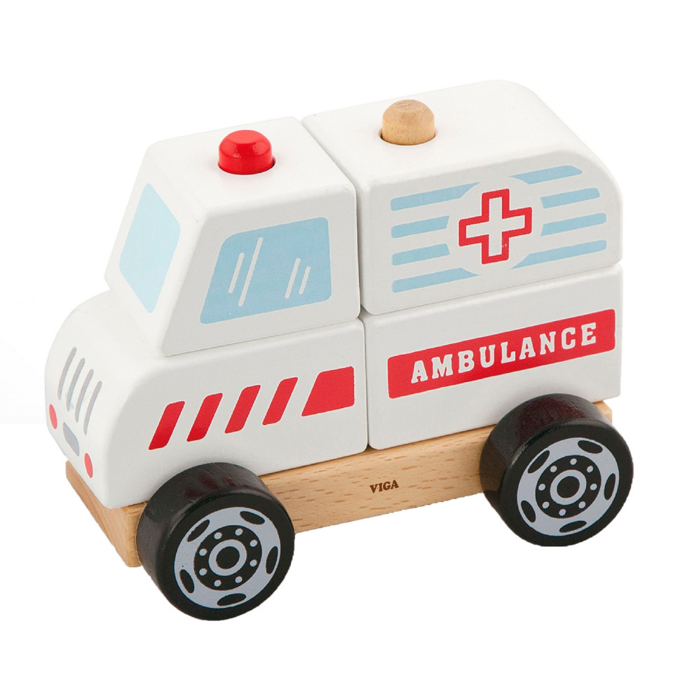Деревянная машинка Скорая помощь Viga Toys 50204 пирамидка