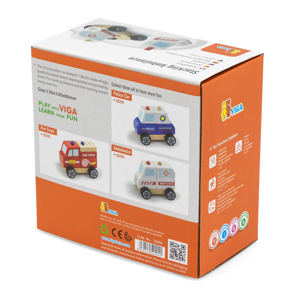 Деревянная машинка Скорая помощь Viga Toys 50204 пирамидка