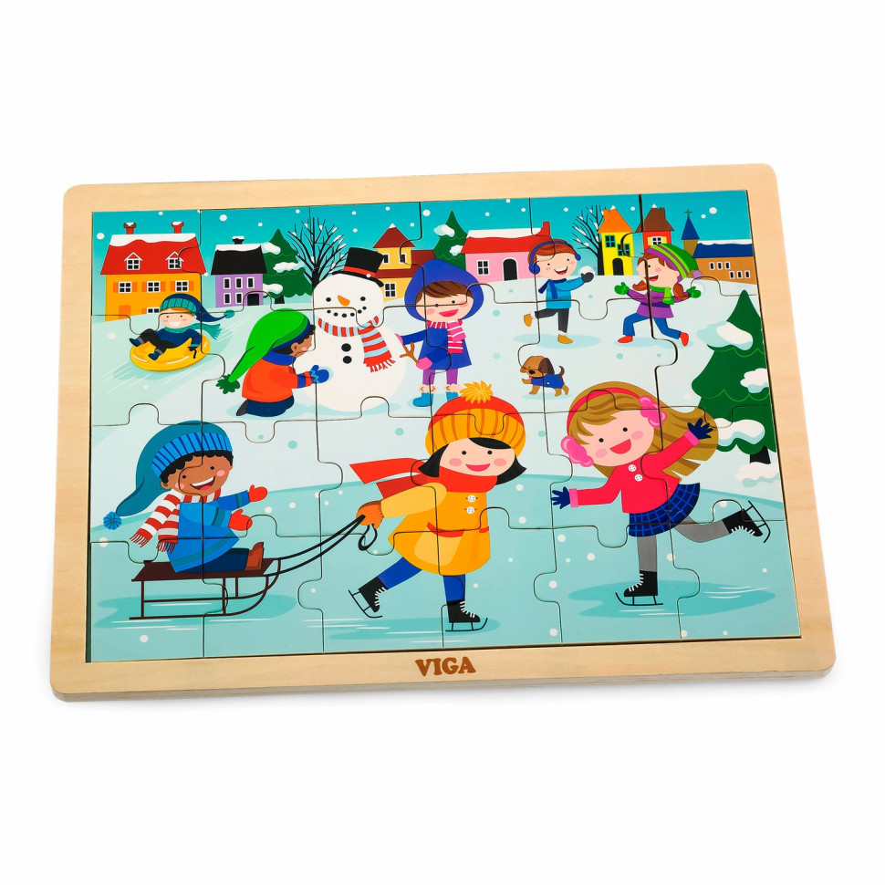 Дерев'яний пазл Зима Viga Toys 51272, 24 елементи
