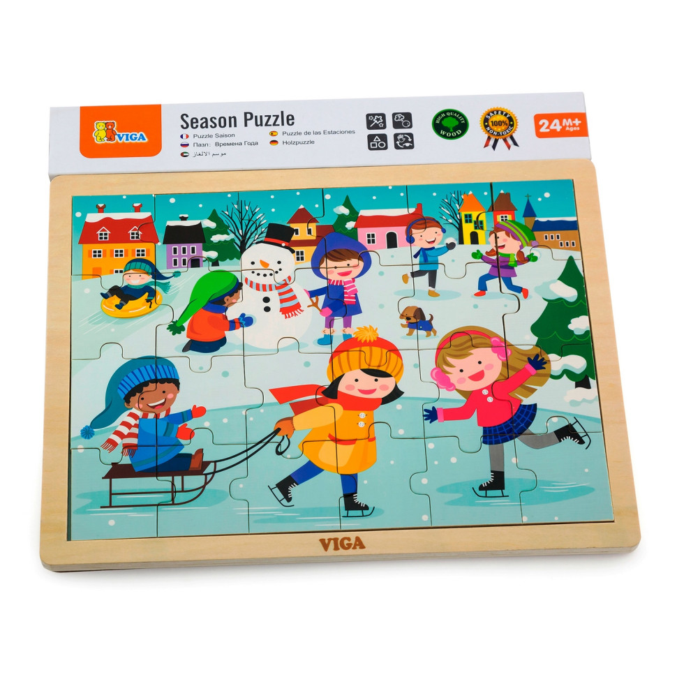 Дерев'яний пазл Зима Viga Toys 51272, 24 елементи
