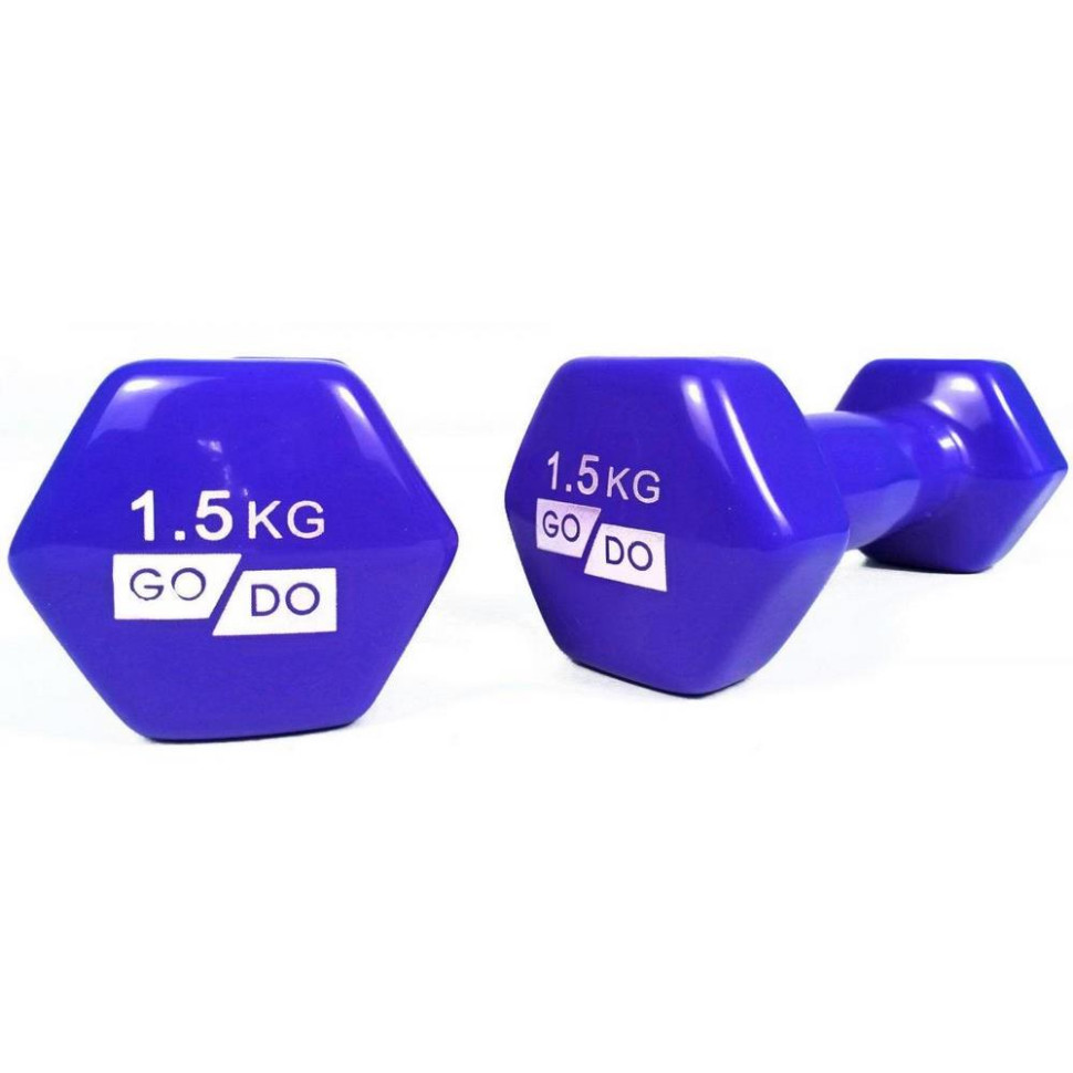 Гантелі для фітнесу з вініловим покриттям GoDo GD-1.5BL 3 кг ( пара)