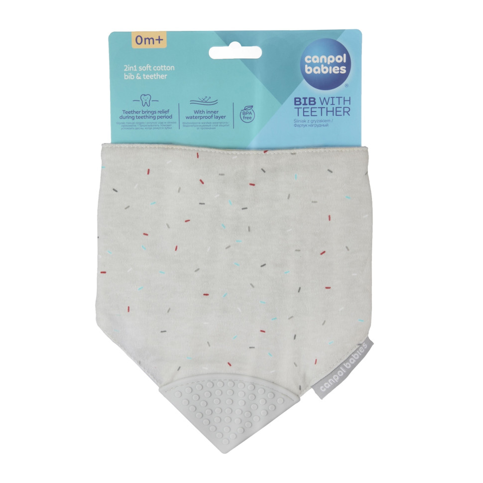 Детский слюнявчик с прорезывателем Canpol babies 26/902_grey серый