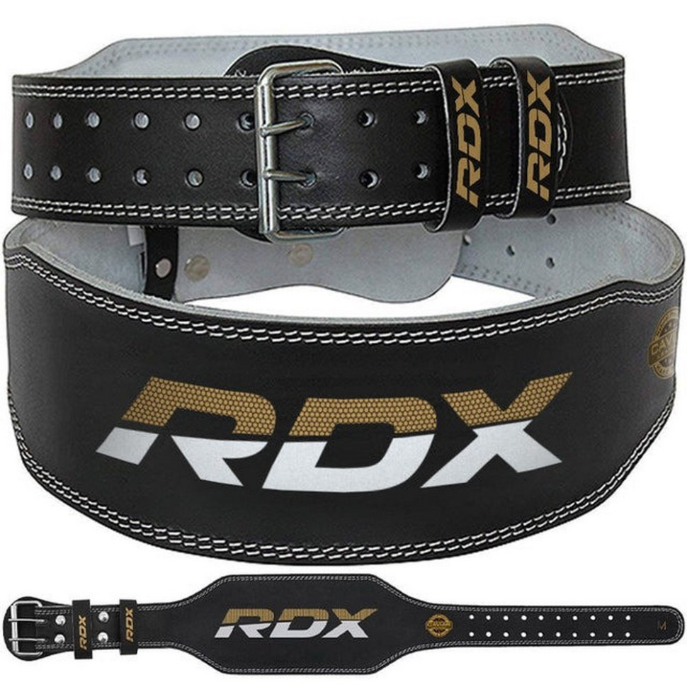 Пояс для тяжелой атлетики 6 RDX Inc Limited WBS-6RB-XL, кожаный, Black Gold, XL