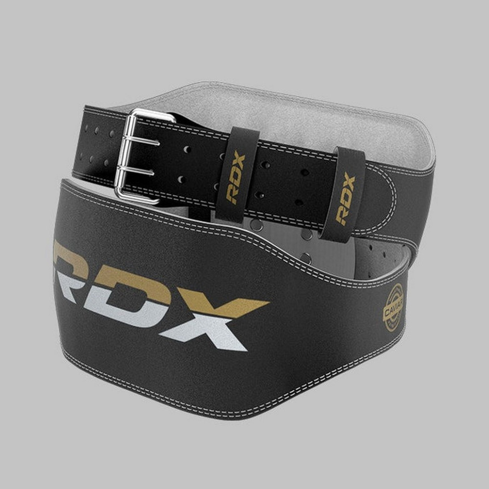 Пояс для тяжелой атлетики 6 RDX Inc Limited WBS-6RB-XL, кожаный, Black Gold, XL