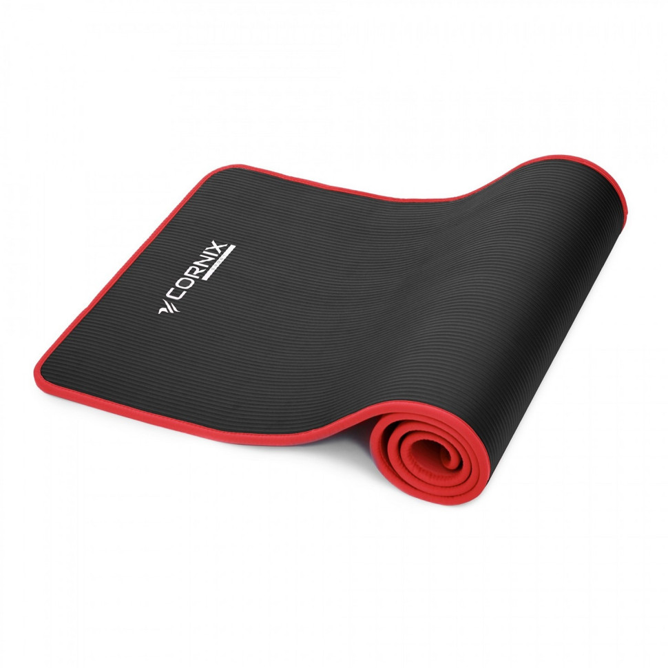 Килимок спортивний для йоги та фітнесу Cornix XR-0094, 183 x 61 x 1 см, Black/Red