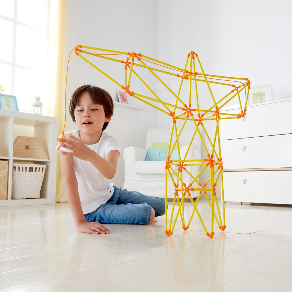 Конструктор Flexistix Кран Hape E5562, 94 детали, бамбуковый