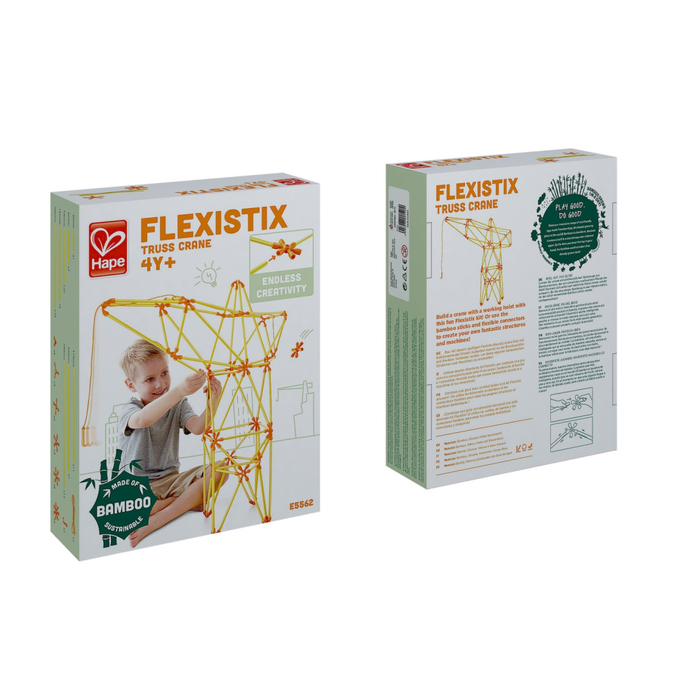 Конструктор Flexistix Кран Hape E5562, 94 детали, бамбуковый