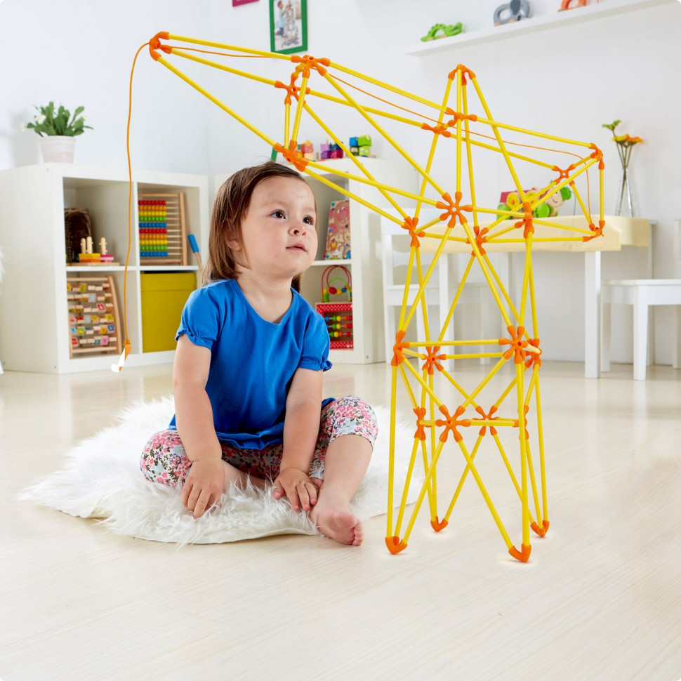 Конструктор Flexistix Кран Hape E5562, 94 детали, бамбуковый
