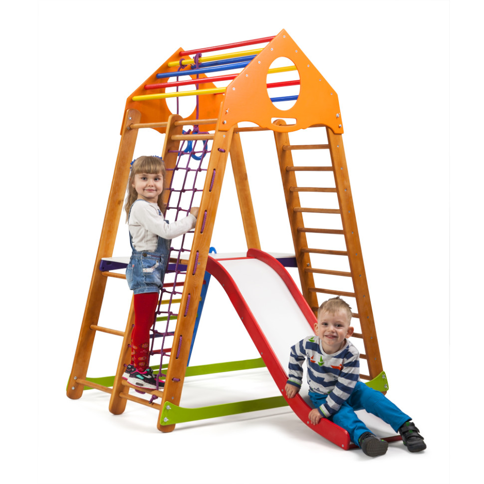 Дитячий спортивний комплекс SportBaby BambinoWood Plus 2 з гладіаторською сіткою