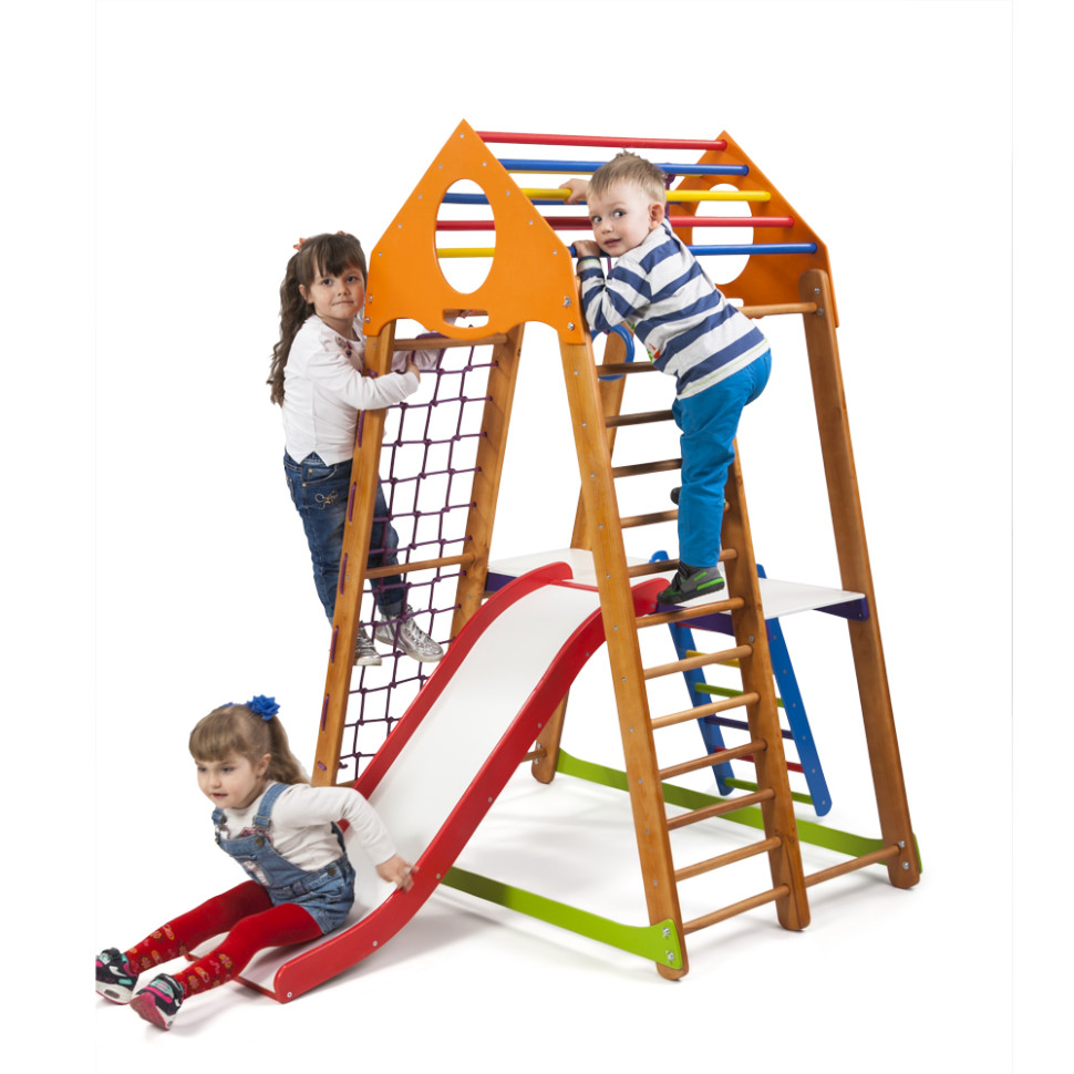 Дитячий спортивний комплекс SportBaby BambinoWood Plus 2 з гладіаторською сіткою
