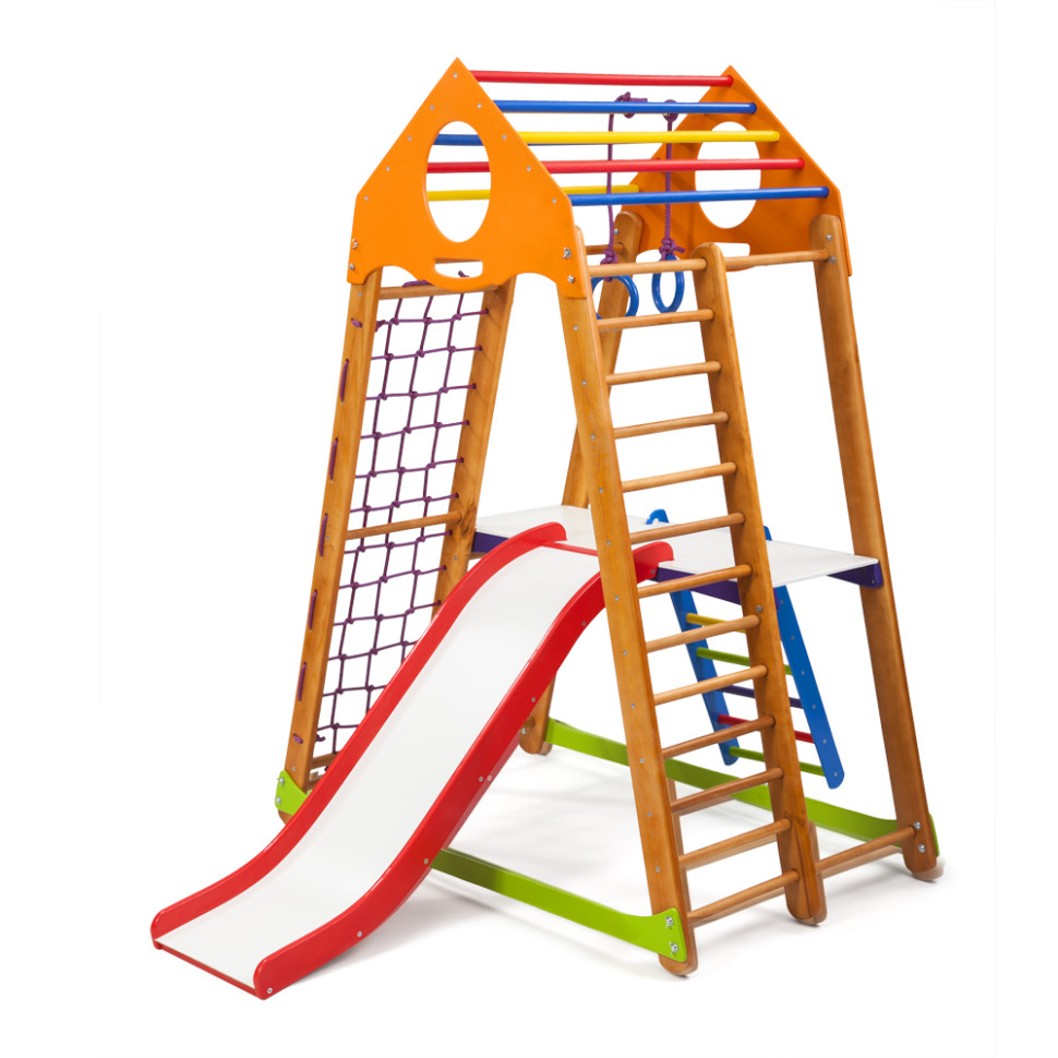 Дитячий спортивний комплекс SportBaby BambinoWood Plus 2 з гладіаторською сіткою