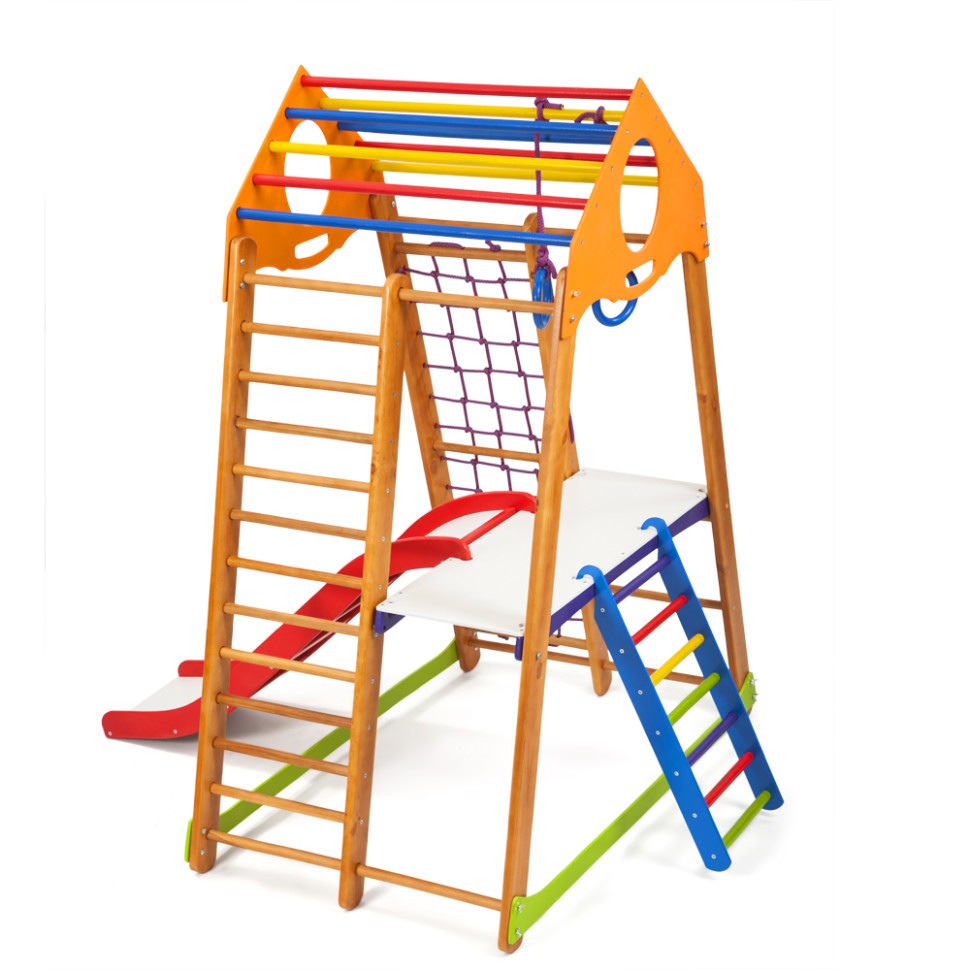 Дитячий спортивний комплекс SportBaby BambinoWood Plus 2 з гладіаторською сіткою