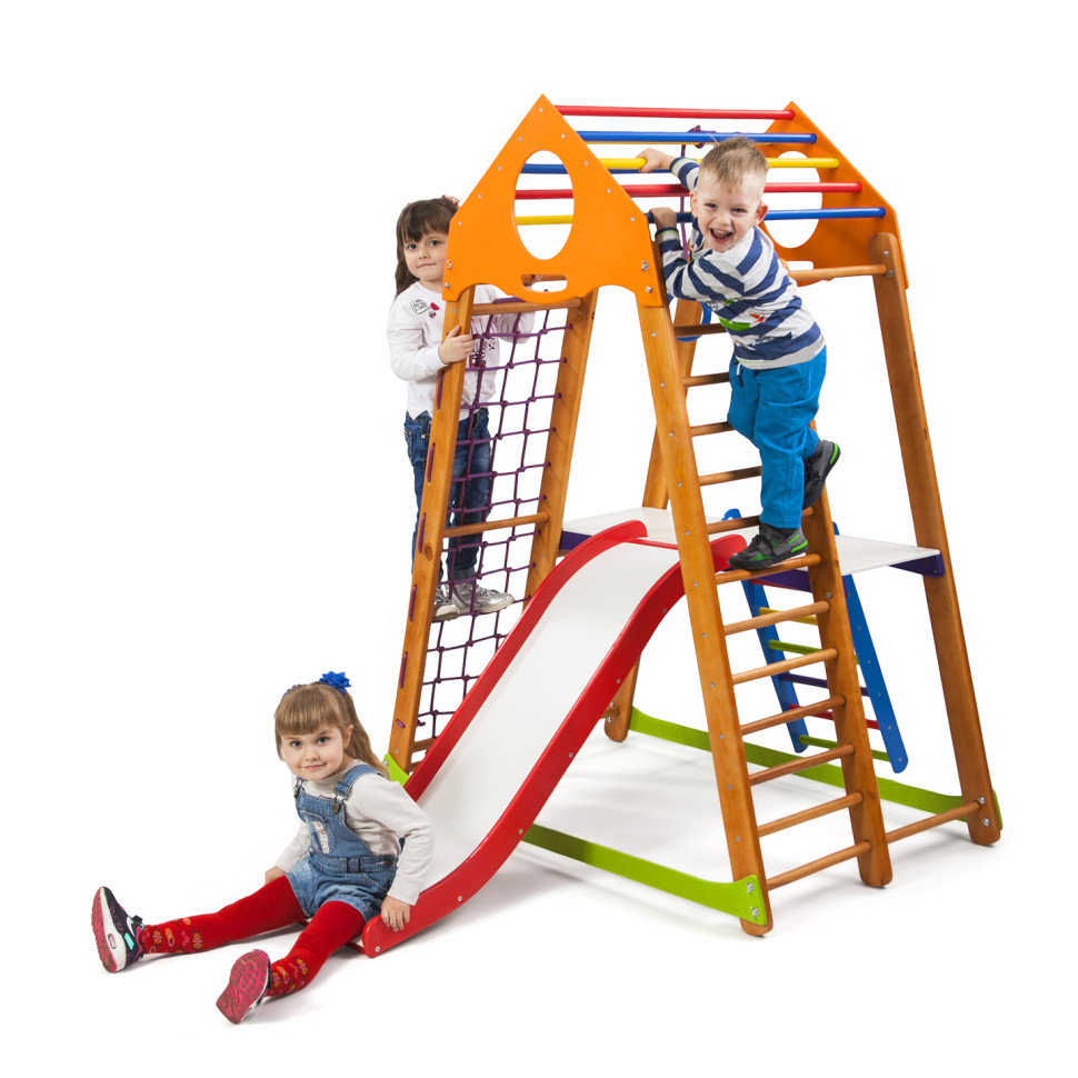 Дитячий спортивний комплекс SportBaby BambinoWood Plus 2 з гладіаторською сіткою