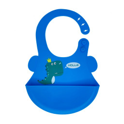 Слюнявчик силиконовый "Дино" Mega Zayka MGZ-0616(Blue) с карманом