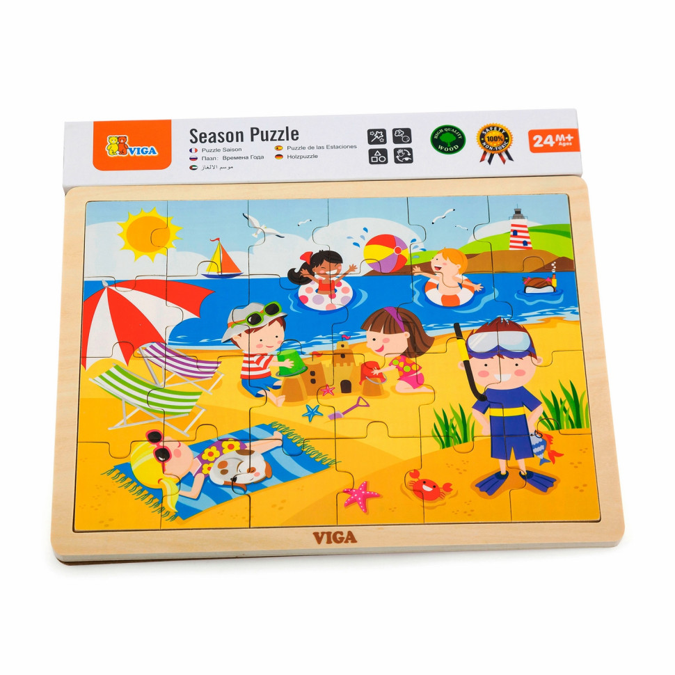 Деревянный пазл Лето Viga Toys 51270, 24 элемента