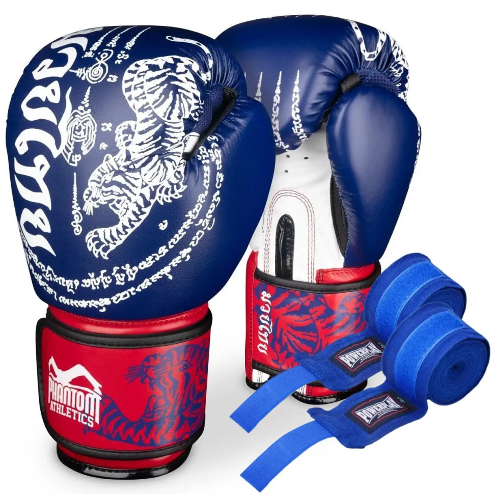 Боксерские перчатки Muay Thai Phantom PHBG2496-12 Blue 12 унций (бинты в подарок)