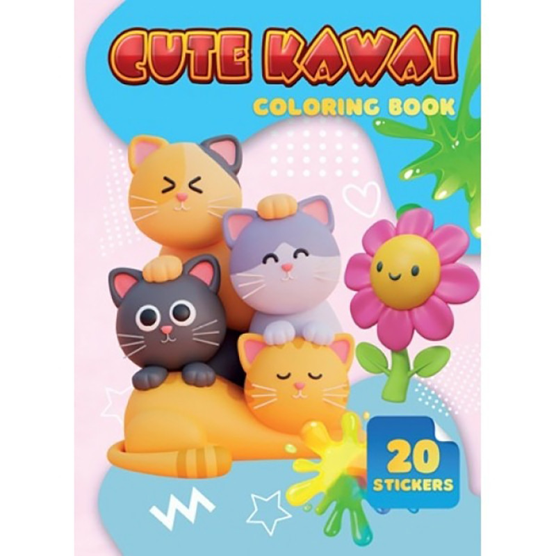 Детская раскраска Cute Kawai Jumbi А06012505, 20 наклеек А4 