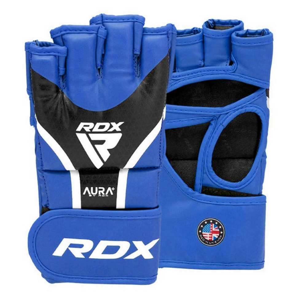 Рукавиці для ММА AURA PLUS T-17 RDX Inc Limited GGR-T17UB-S+ Blue/Black, S (капа у комплекті)
