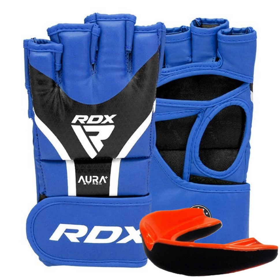 Рукавиці для ММА AURA PLUS T-17 RDX Inc Limited GGR-T17UB-S+ Blue/Black, S (капа у комплекті)