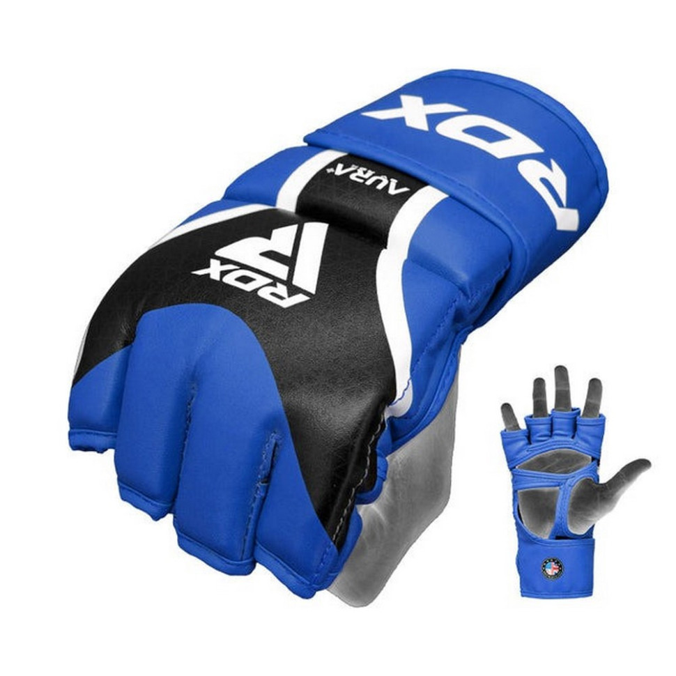 Рукавиці для ММА AURA PLUS T-17 RDX Inc Limited GGR-T17UB-S+ Blue/Black, S (капа у комплекті)
