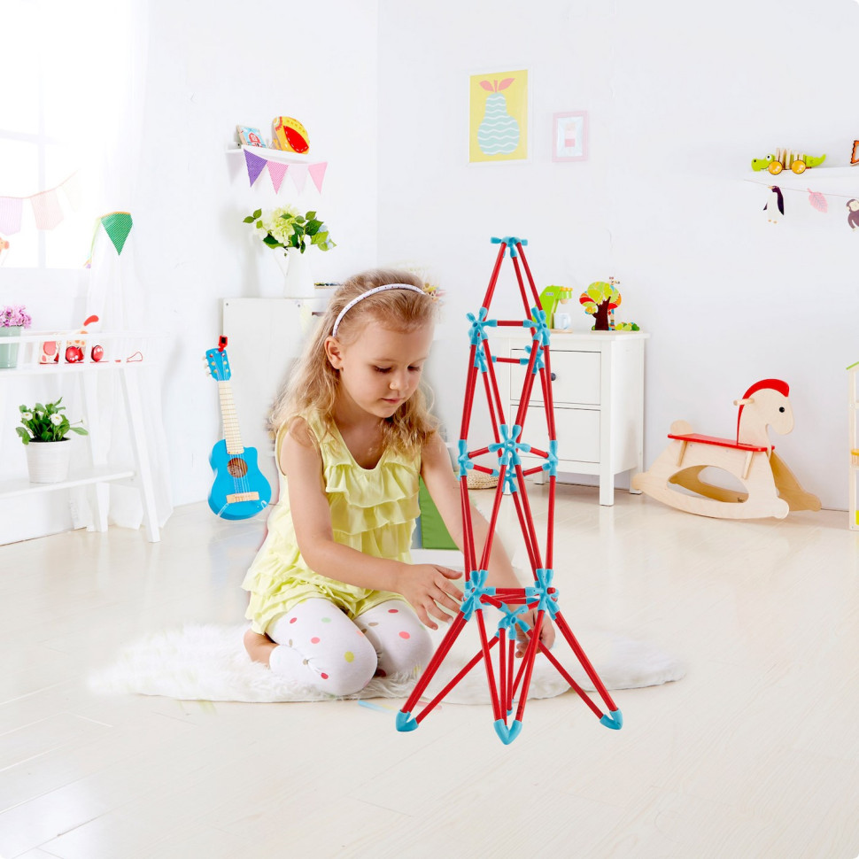 Конструктор Flexistix Креативные фигуры Hape E5565, 133 детали, бамбуковый