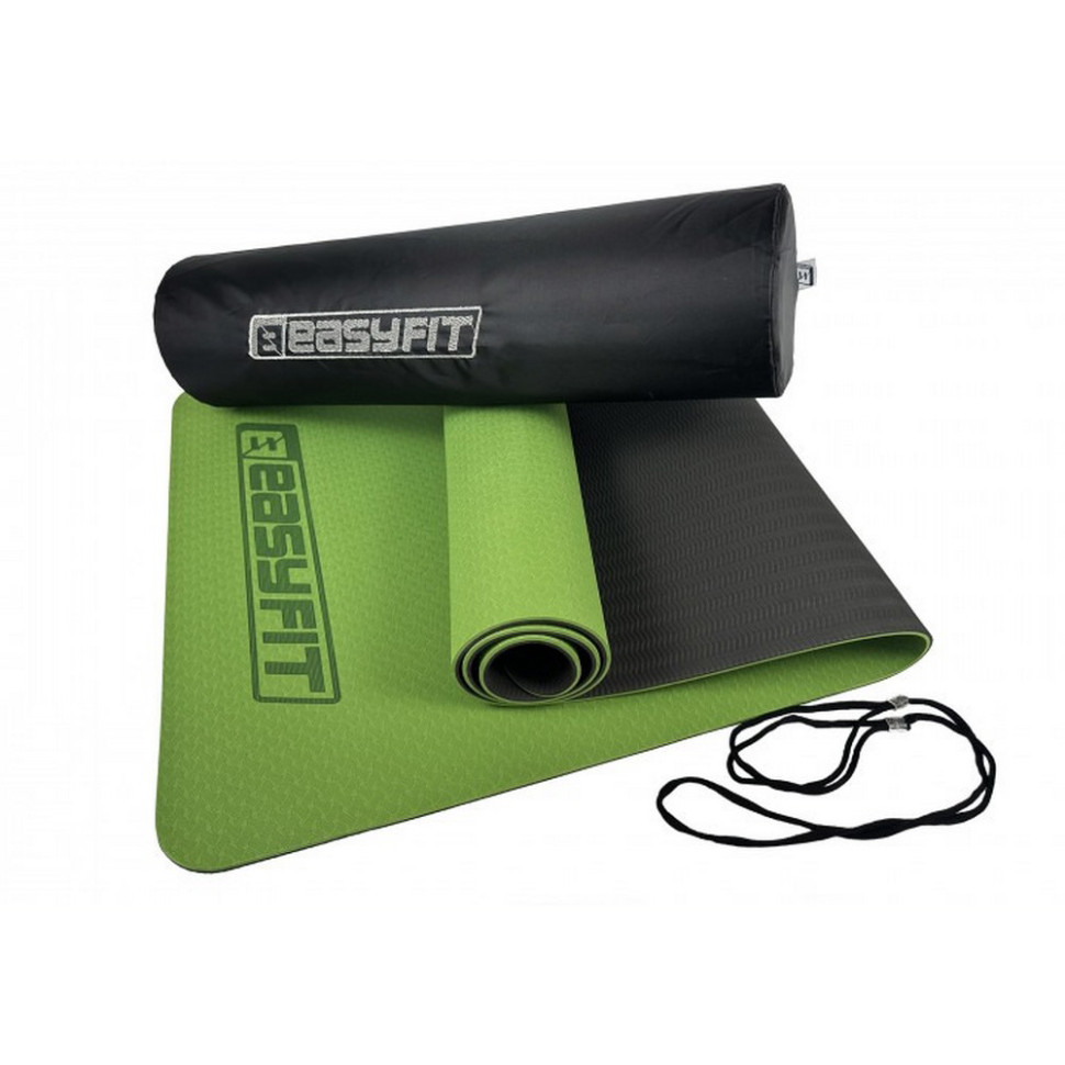Килимок для йоги та фітнесу EasyFit EF-1924s-GNBK 6 мм, двошаровий 