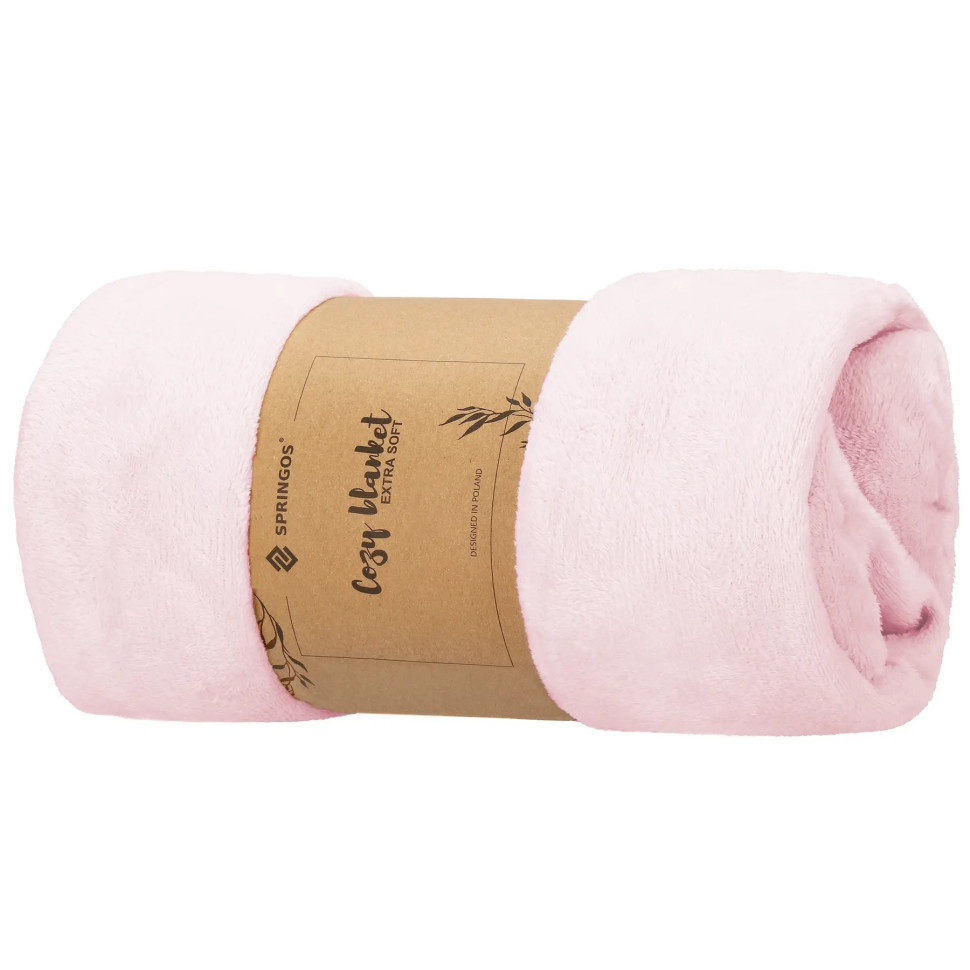 Плед-покрывало Extra Soft Springos HA7192 бело-розовый 200x220 см