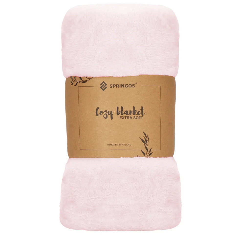 Плед-покрывало Extra Soft Springos HA7192 бело-розовый 200x220 см
