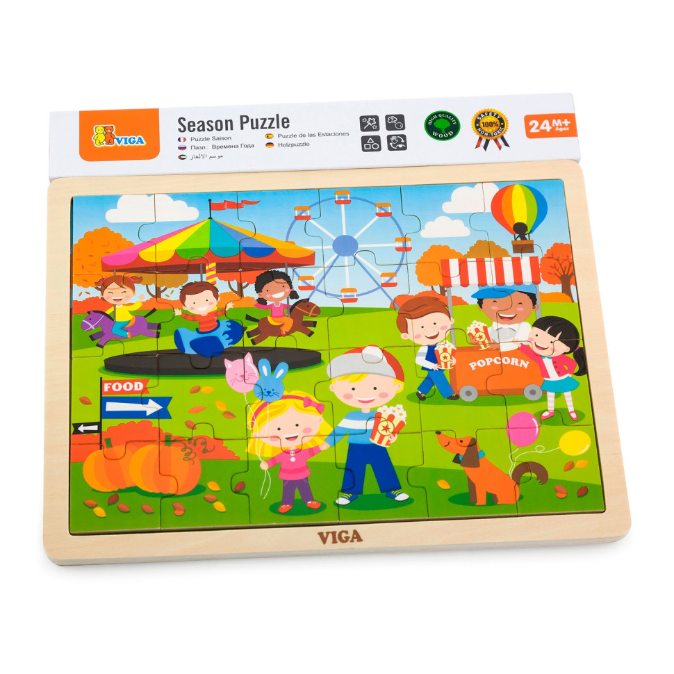 Деревянный пазл Осень Viga Toys 51271, 24 элемента