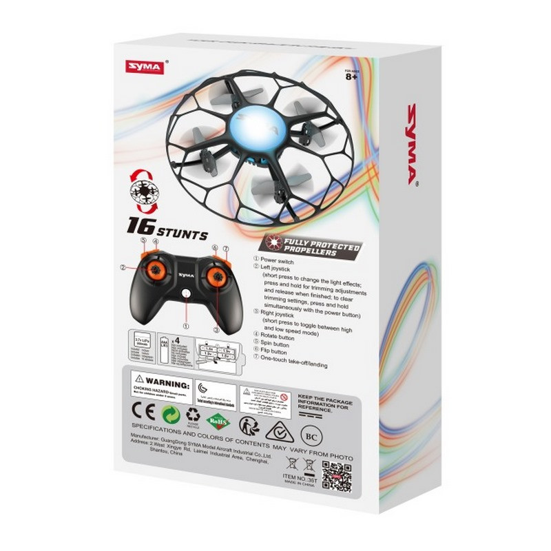 Игрушечный квадрокоптер Syma X35T черный, без камеры