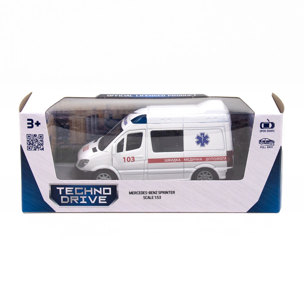 Автомодель дитяча Швидка допомога MERCEDES-BENZ SPRINTER TechnoDrive 250295 інерційна