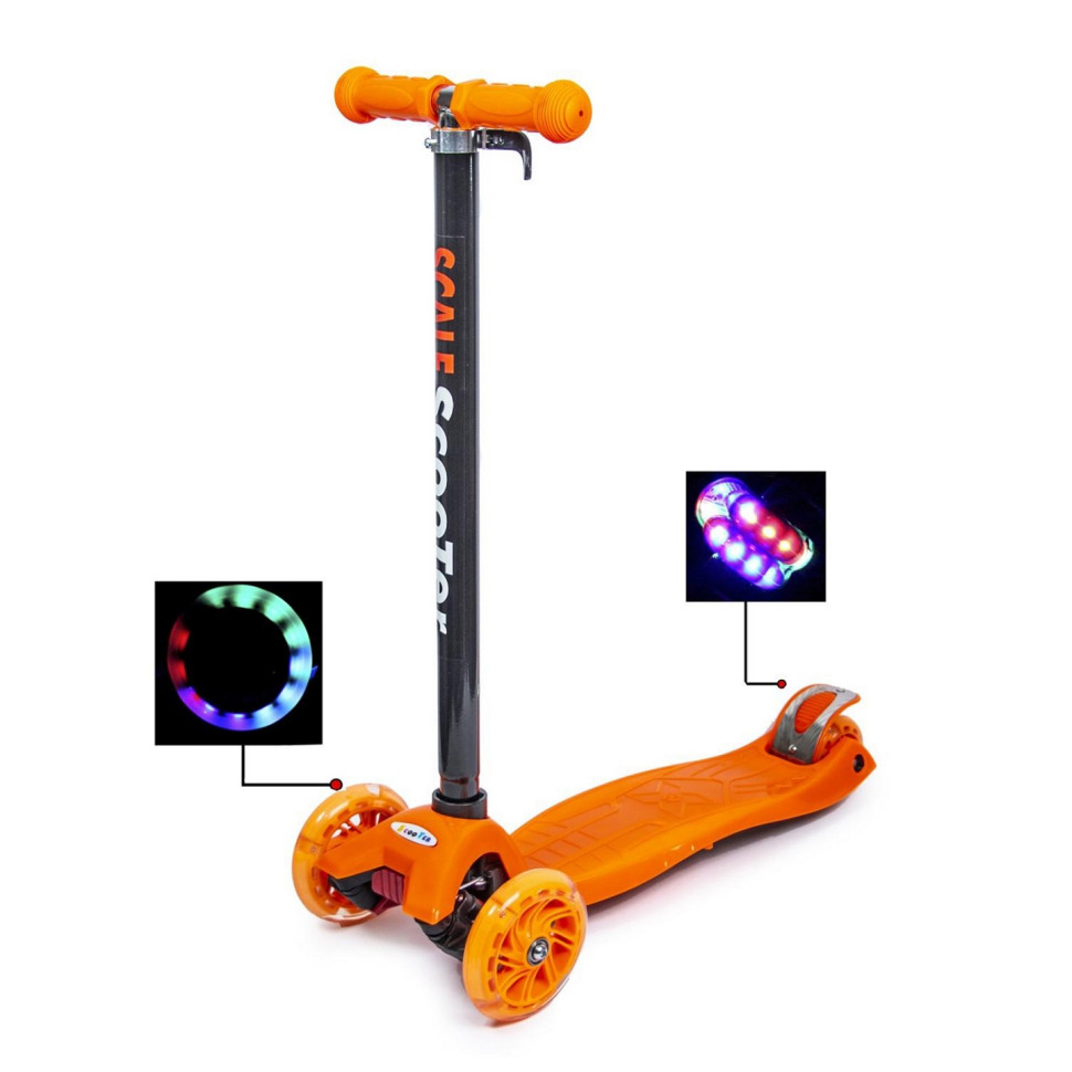 Детский четырехколесный самокат MAXI Bambi 1453732955 Orange с подсветкой