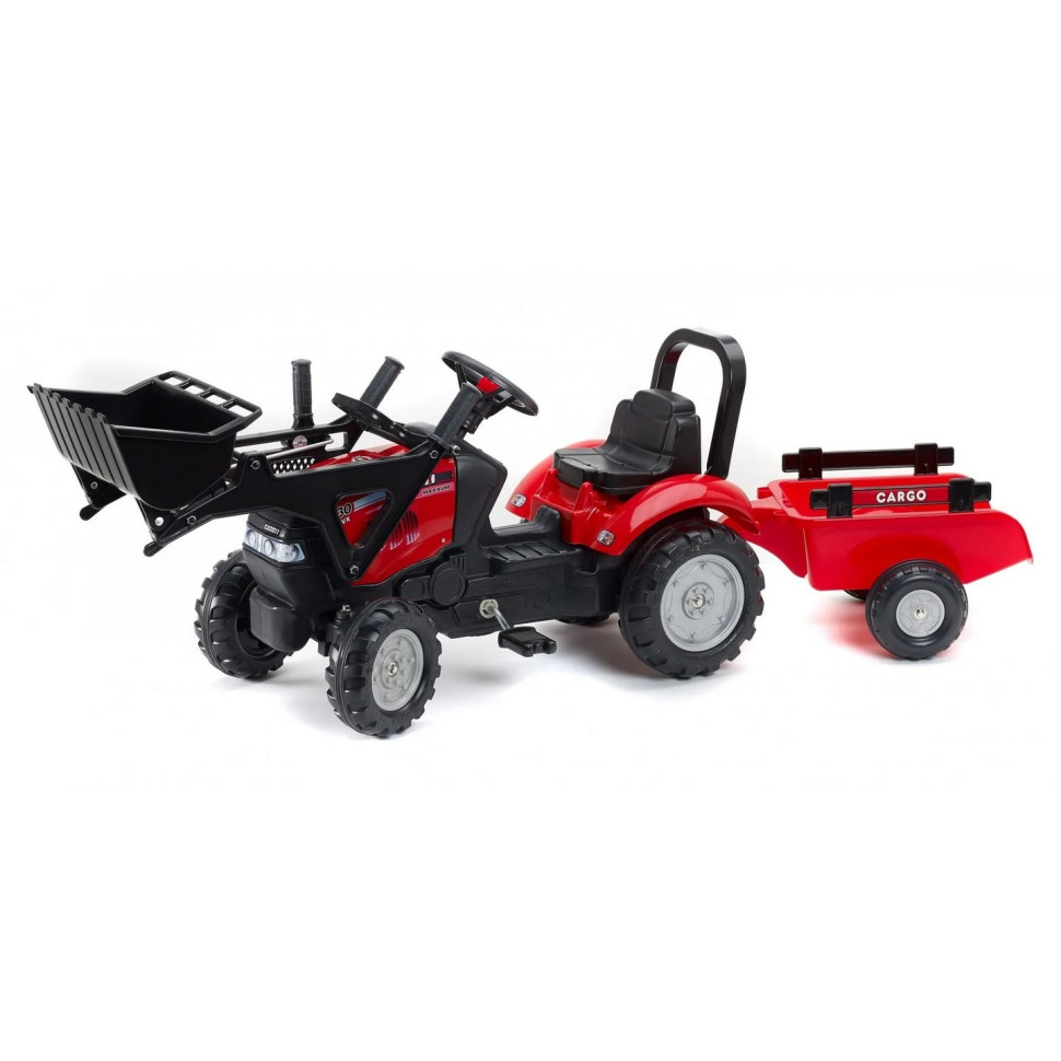 Детский трактор на педалях Falk 961AM CASE IH MAXXUM с прицепом и передним ковшом