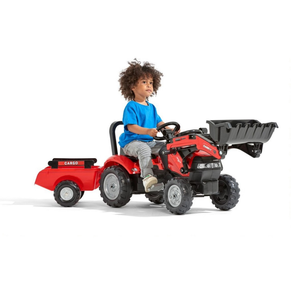 Детский трактор на педалях Falk 961AM CASE IH MAXXUM с прицепом и передним ковшом